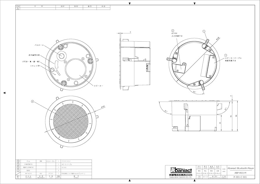 Amazon.co.jp: 天井埋込型 Bluetoothplayer ABP-R03-MS : 家電