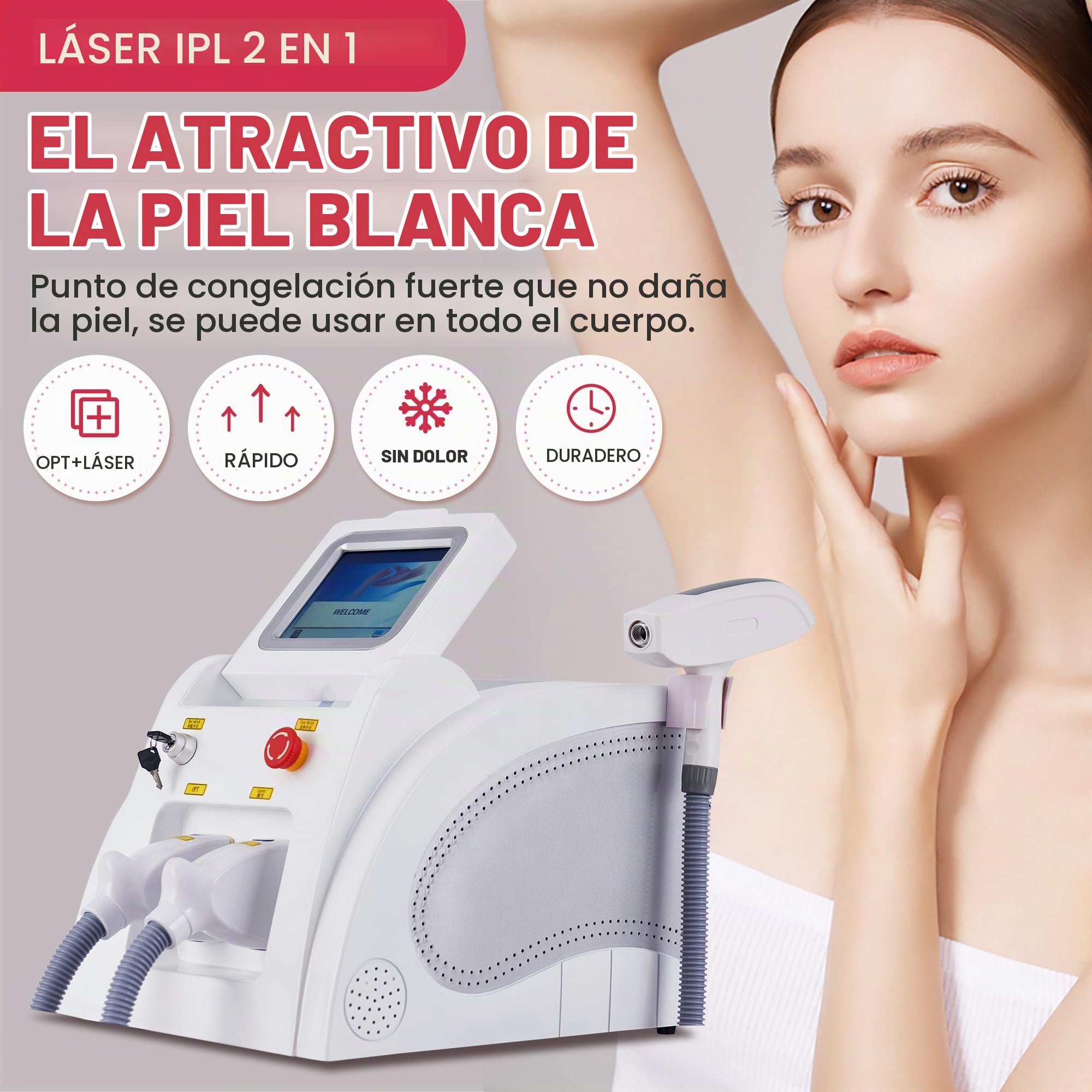 2 en 1 OPT IPL Q-Switched Nd:YAG E-Light Para Rejuvenecimiento Cutáneo y Depilación + Máquina Láser de Picosegundos Para Tratamiento de Manchas, Pecas y Renovación Cutánea