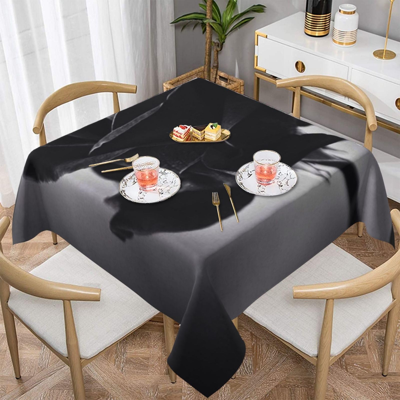 Nappe imprimée rose 152x152 cm anti-poussière pour table de cuisine