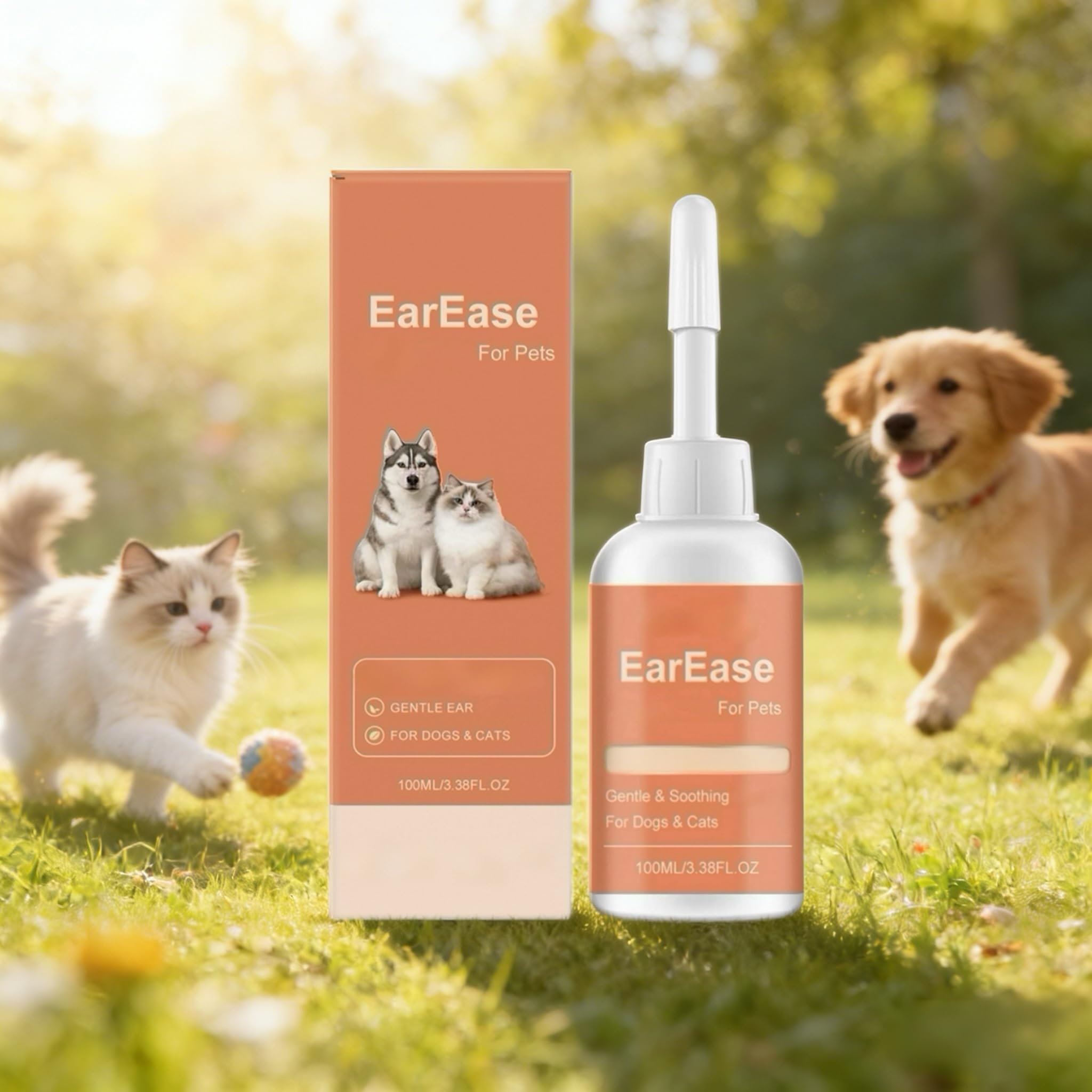 Limpiador de oídos natural para perros y gatos | Limpiador diario suave para cera, suciedad y mal olor | Kit de aseo hidratante para perros pequeños y grandes,3Pcs
