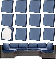Vista 52 de Juego de 12 fundas de almohada y cojines para exteriores, 8 fundas de asiento + 4 fundas de almohada, fundas elásticas para muebles de patio