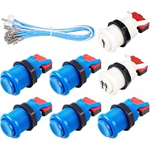 7X Arcade Button 30mm Hap Type Standard Push Button Switch 20cm Button Cable for Arcade Joystick Arcade 1up Game Console Blue FO-7-MS-BUT