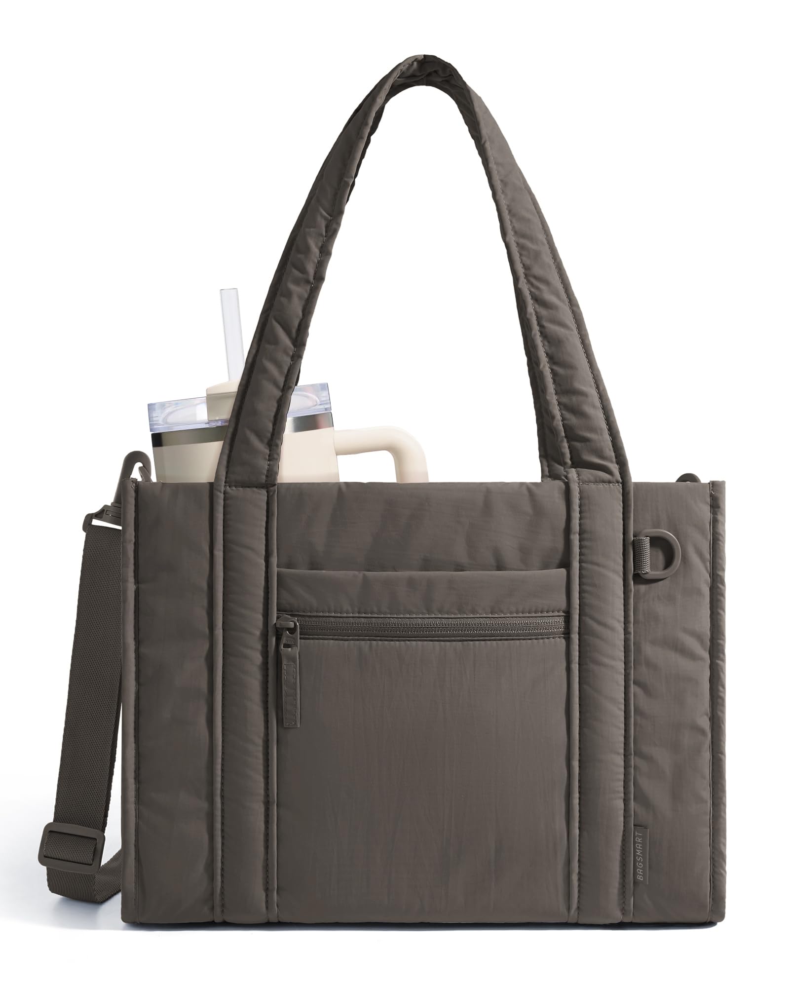 BAGSMART Boxy Tote Bag for Women, Crossbody Bag with Zipper, Crush Bow Purses for Travel Work College