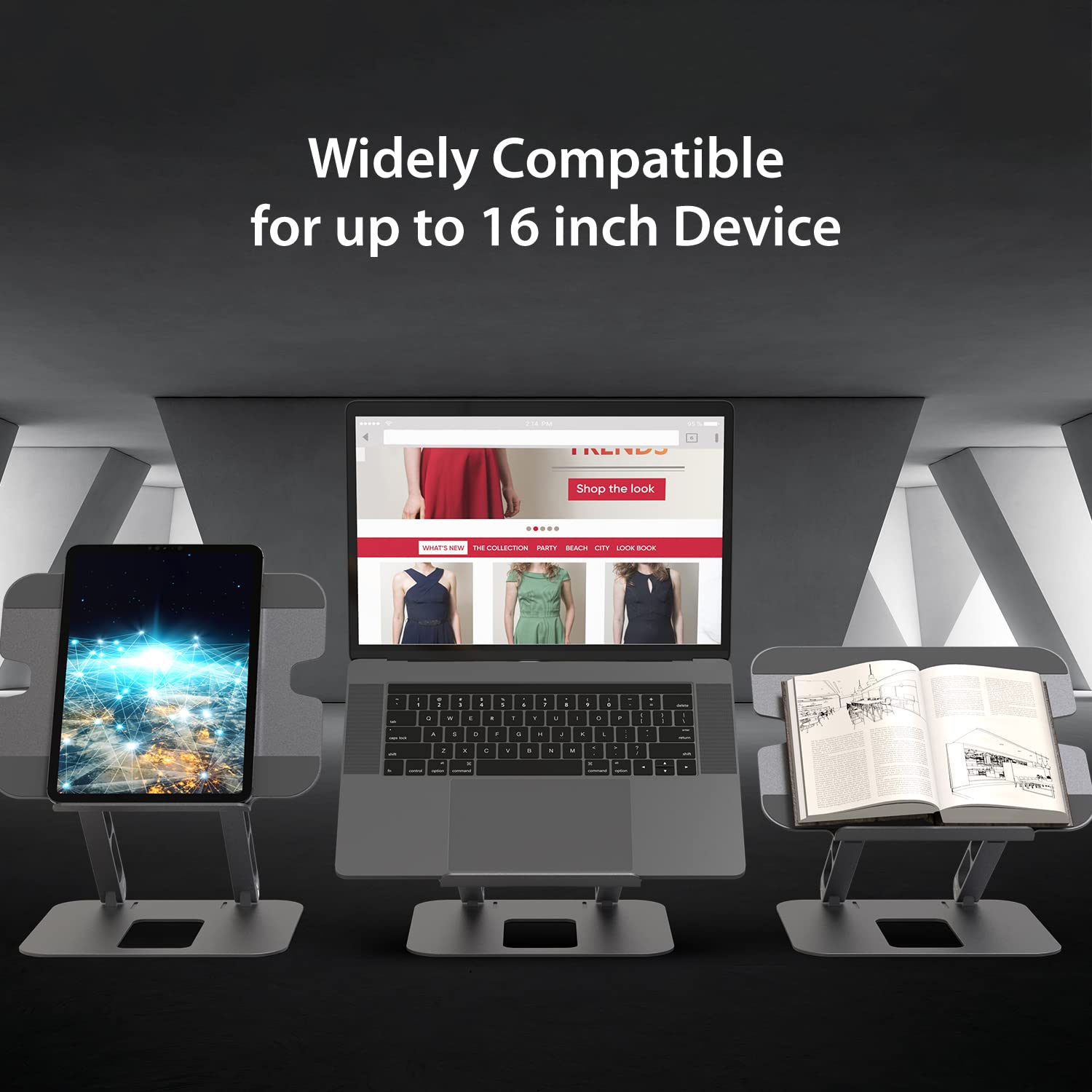 j5create Supporto multiangolare in Alluminio per Laptop, Supporto ergonomico per Notebook, Adatto per MacBook, dell, HP, Lenovo, per la Maggior Parte dei Laptop Fino a 16 Pollici (JTS127)