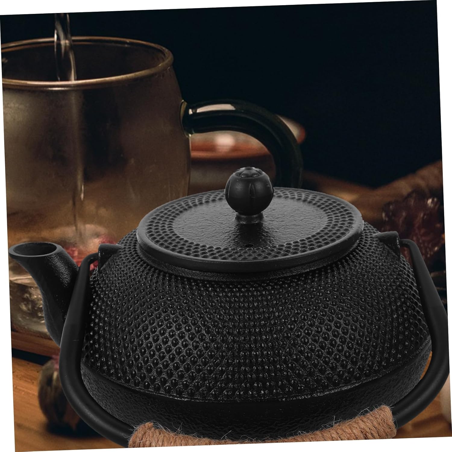 Veemoon Large Capacity Cast Iron Teapot Japanese Stovetop Safe Metal Tea Pot 1.2l for Tea Parties
