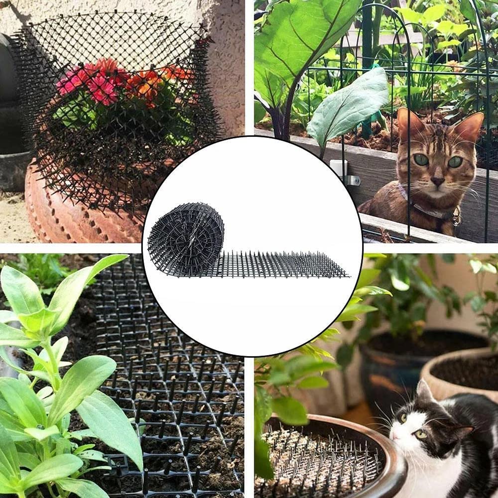 NEWFUN 2 Stück Dornengitter Tier-Barriere,Katzen-Abwehrstreifen Tier Barriere mit Spikes,mit 16 U-Förmig Erdanker, 200 * 30cm Anti Katzen Netzwerk, für Garten Katzenabwehr Spikes Tiervertreiber