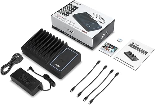 Miniatura 7 de AVLT 150W 10 puertos USB-A USB-C con estación de carga inalámbrica Qi para múltiples dispositivos compatibles con iPhone, iPad, AirPods, teléfono