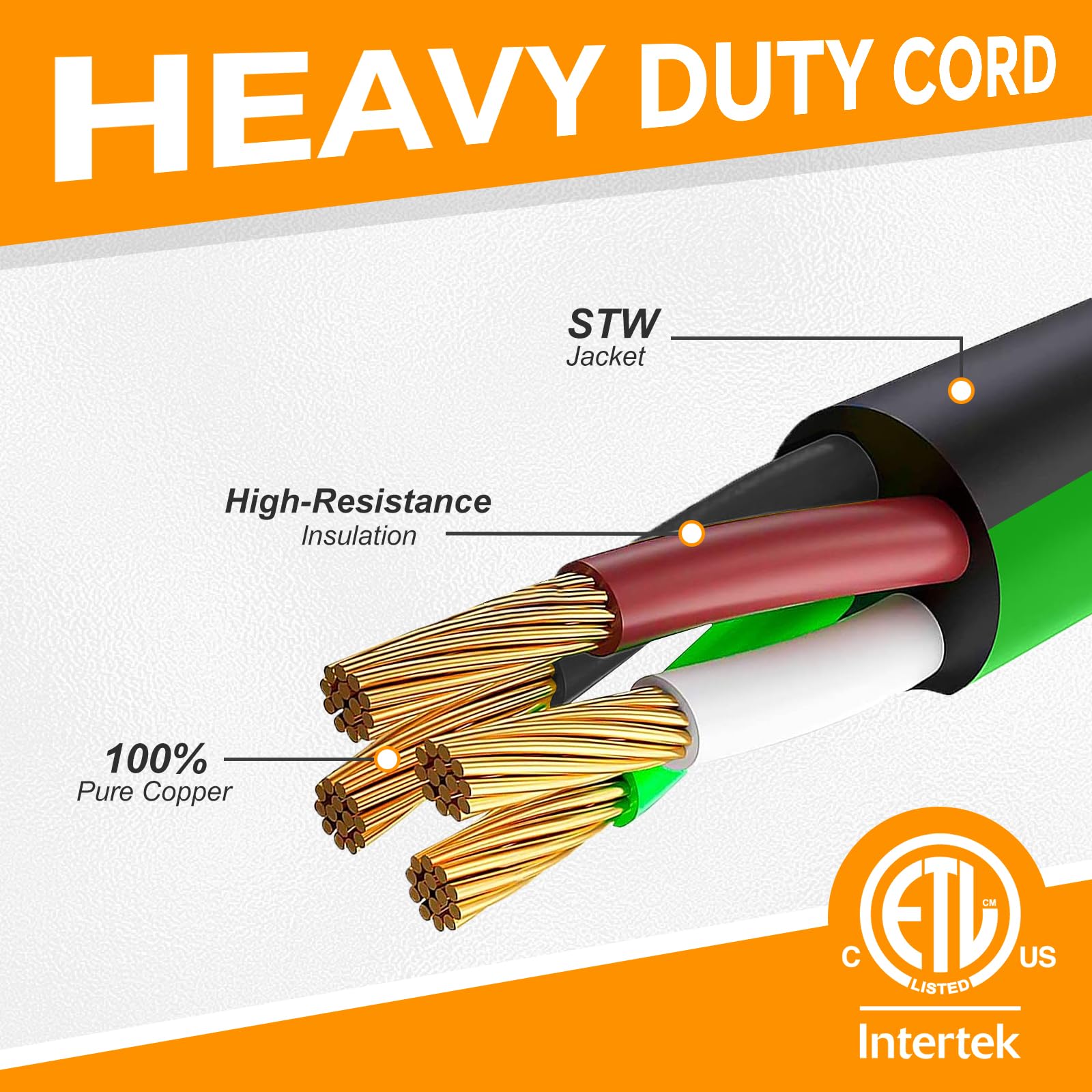 Cable de extensión de 25 pies y 50 amperios RV/EV para exteriores, resistente al agua, cable de alimentación STW RV de 4 clavijas, NEMA 14-50P/R, enchufe estándar para carga EV y caravanas,