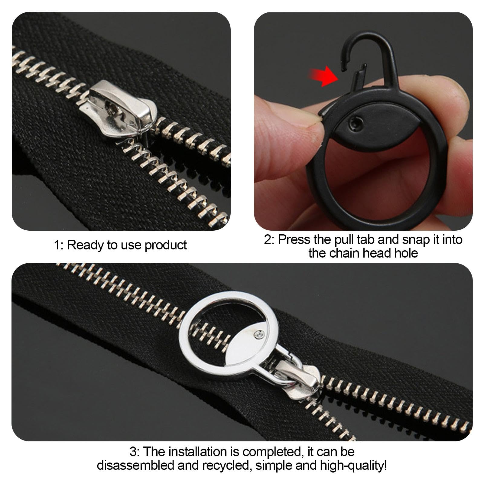 Lot De 10 Languettes De Fermeture éclair En Alliage De Rechange Pour Sacs - Remplacement De La Tête De Fermeture éclair - Poignée Robuste Pour Sacs