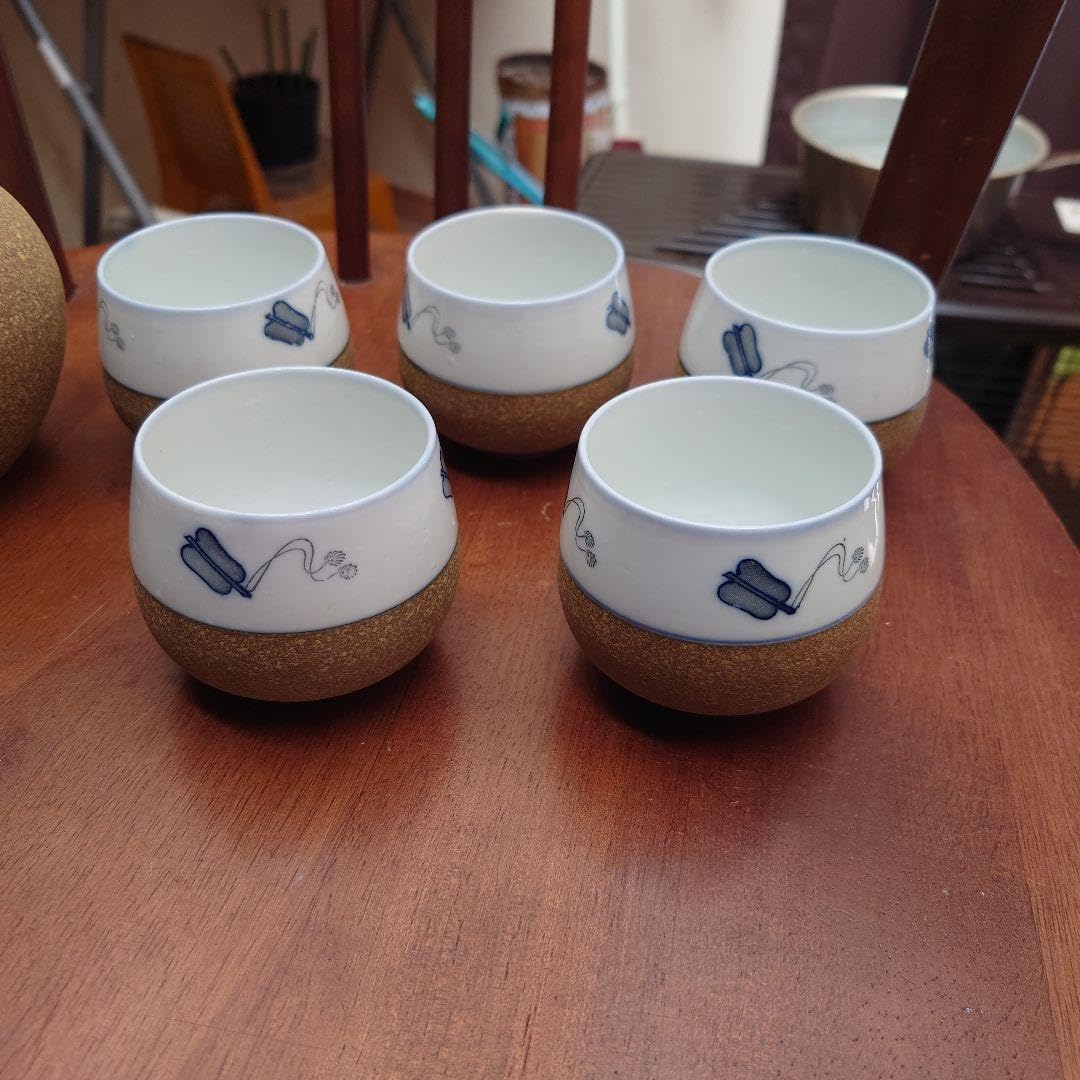 庫山窯・美濃焼　急須・蓋つき湯呑み茶碗・茶托セット　庫山窯　【新品】 庫山窯・美濃焼急須・蓋つき湯呑み茶碗・茶托セット庫山窯【新品】