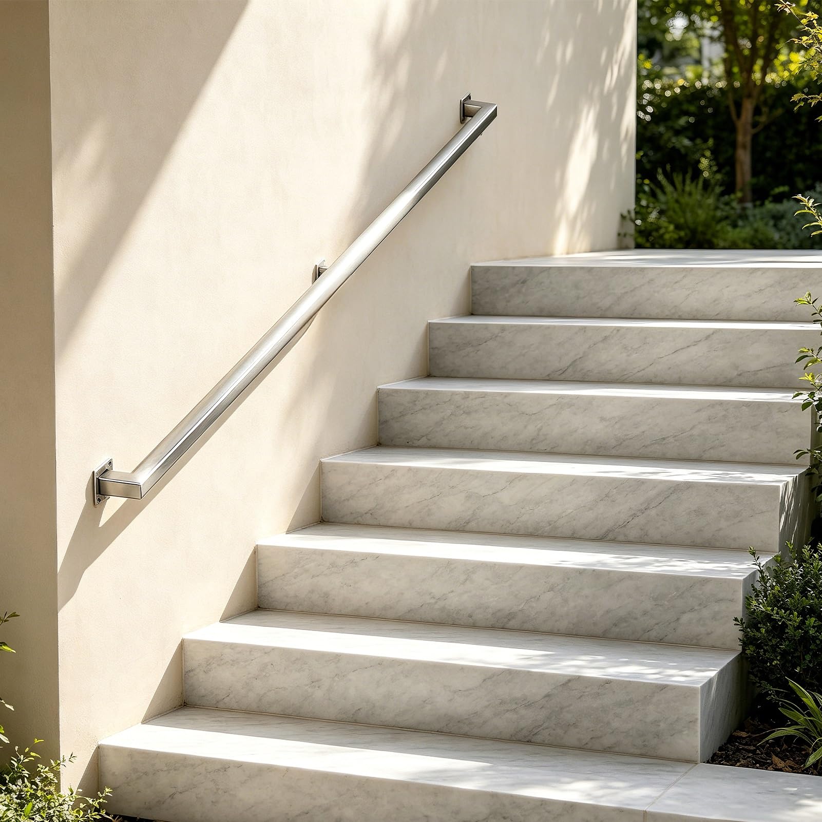 Fkxsxaz Women's Handrail For Stairs, Stainless Steel Staircase Hand Railing, Bannister Rail Industrial Pipe Outdoor Safety Grab Handle Steps, Rails With Fittings Wall Mount(16Ft/4.8M)