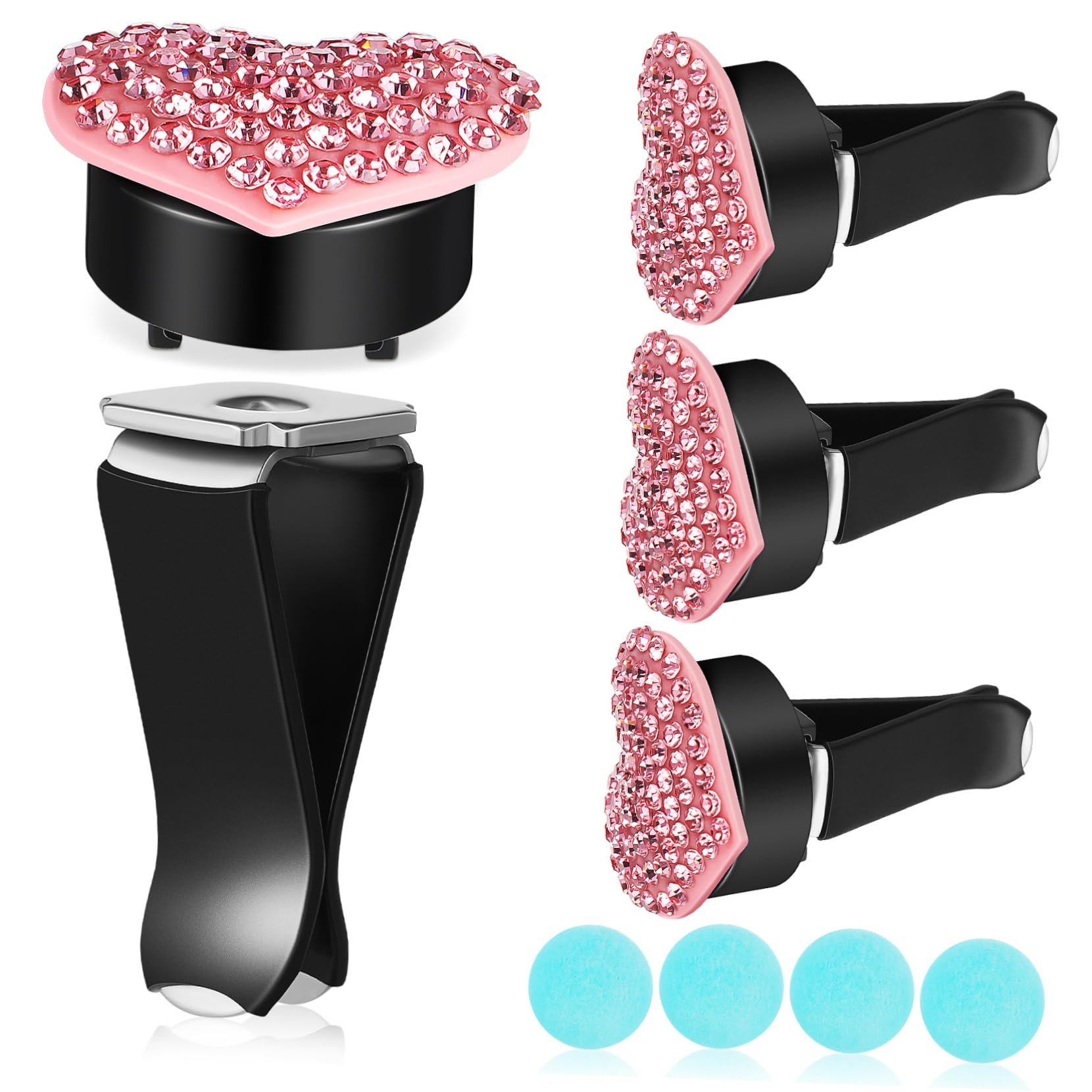 Gatuida 20pezzi Clip Per Ventilazione Auto Con Design Cuore Accessori Per Auto Con Profumo Decorazioni Brillanti Per Diffusori Di Compatibili Con Tutti Veicoli