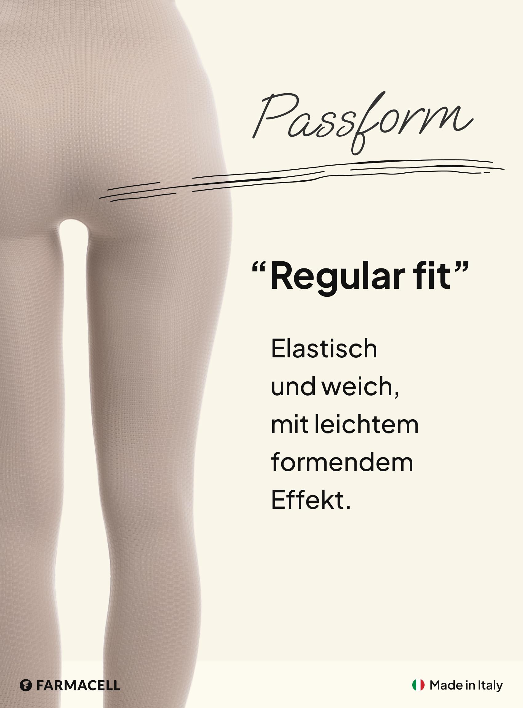 FarmaCell Anti-Cellulite Leggings Damen mit Mikromassage, Hoher Bund, Made in Italy, 133