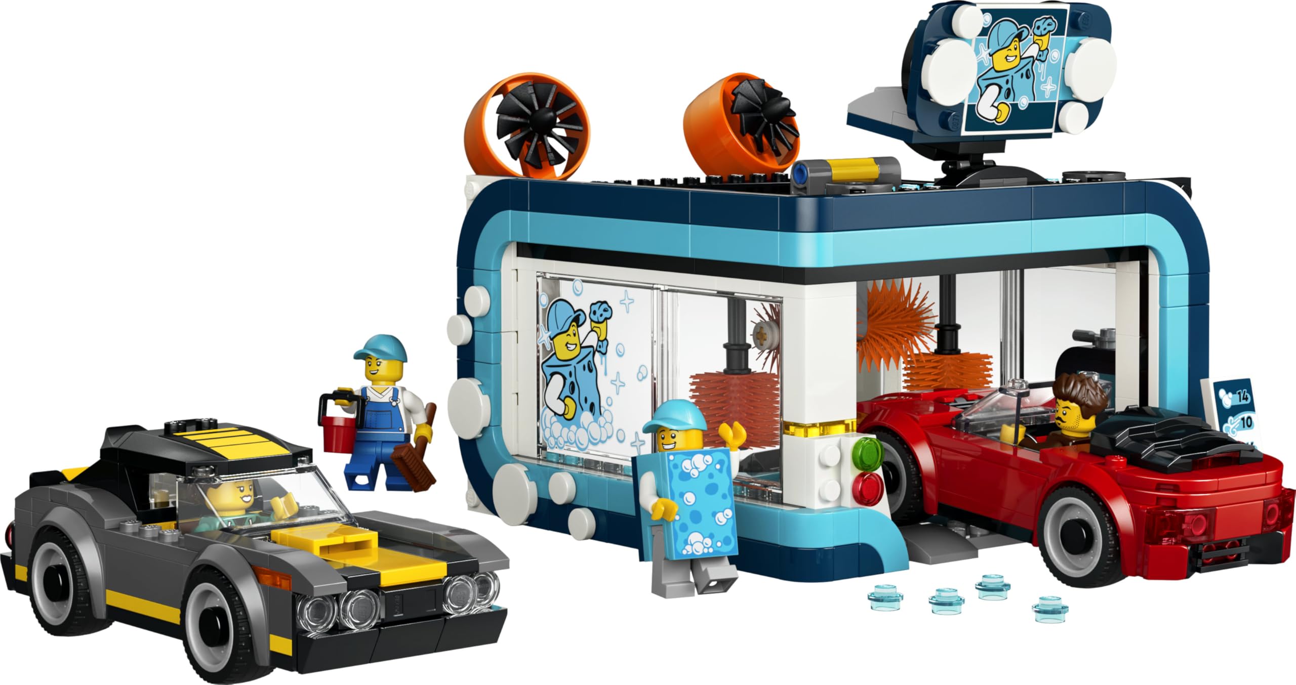 LEGO City La Station de Lavage Automatique - Jouet de Construction - Maquettes de Voitures, Fonction Nettoyage & 4 Minifigurines avec Accessoires - Cadeau d'anniversaire pour Garçon dès 6 Ans 60497