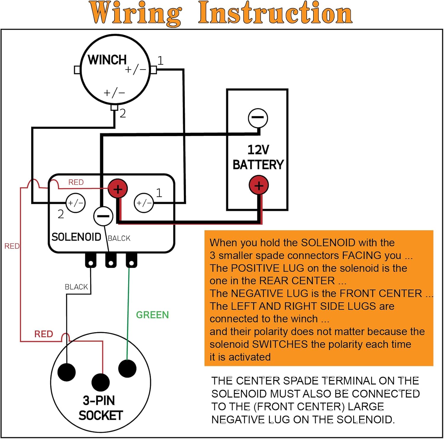 12V 250A Winch Solenoid Relay Contactor with Hand Corded Controller Control Kit and 4pcs Pre-Wires with lugs for ATV UTV 2000-5000lbs Winch