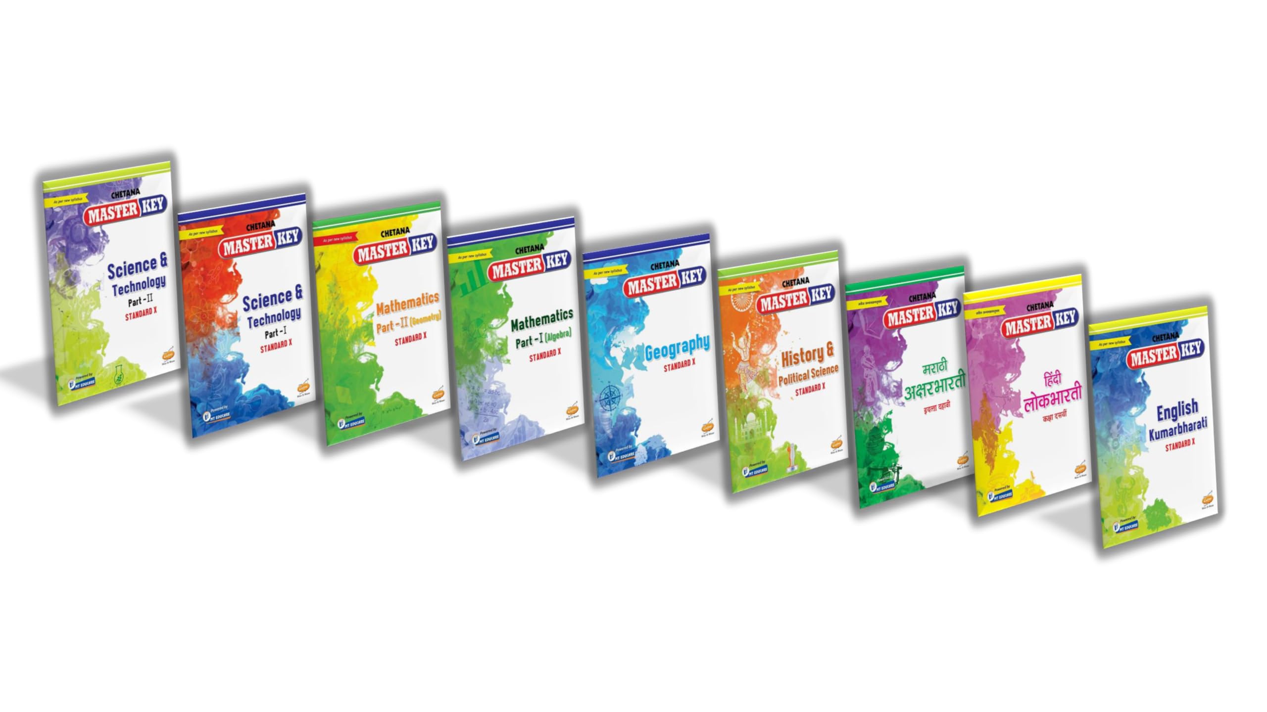 Std 10 MasterKey Math 1, Maths 2, Science 1, Science 2, History, Geography, English, Hindi and Marathi | Chetana | Maharashtra State Board | SSC | Set of 9 books English Medium 1