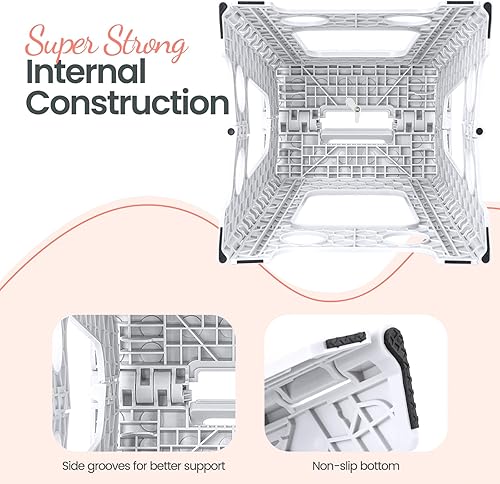 Miniatura 91 de Delxo Taburete plegable de 9 pulgadas, taburetes negros plegables para niños, taburete plegable portátil con asa, taburete plegable para cocina