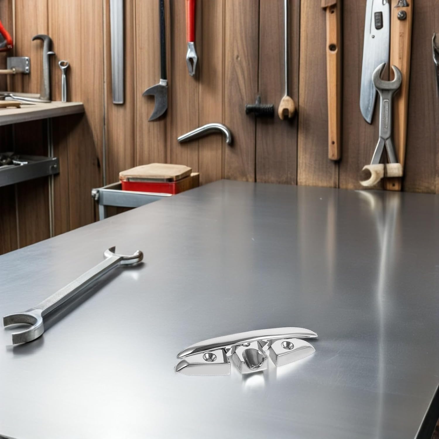 TEHAUX 2pcs 5-inch Marine Grade Stainless Steel Folding Boat Dock Cleats, Heavy-Duty Mooring Rope Tie for Kayaks, Yachts, Canoes, and Fishing Boats Deck Hardware