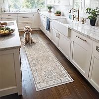 HYHAOYUNLAI 2x6 Washable Hallway Runner Rug - Vintage Farmhouse Non-Slip Stain Resistant Kitchen Entryway Mat