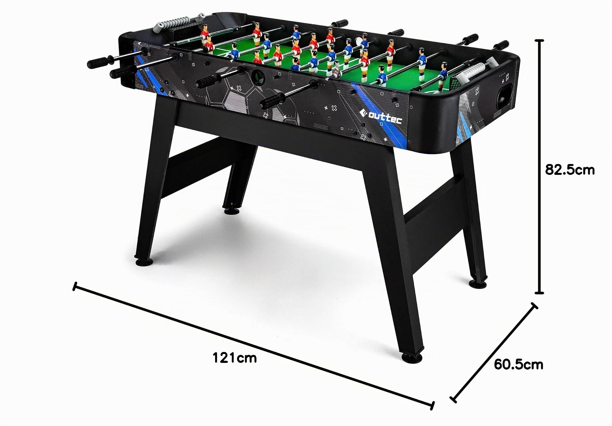 Calcio biliardino, calcio balilla per bambini e adulti, 139 x 60 x 80 cm, con 2 palline, tavolo da calcio con 22 giocatori, contatore