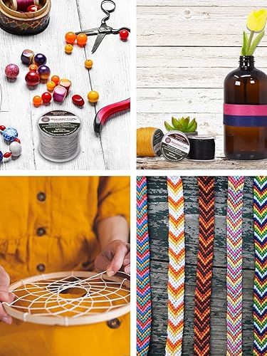 Miniatura 5 de Mandala Crafts Tamaño 0.059in de cuerda encerada surtida para hacer joyas, 165 yardas de cuerda de algodón encerado surtido para joyería, pulsera,