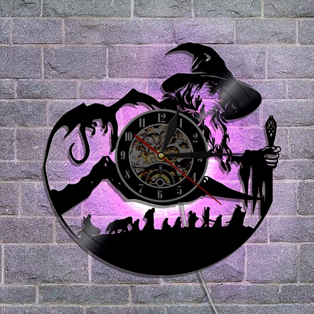 Orologio da parete in vinile, a tema "Il signore degli anelli" con funzione di luce notturna a LED, un orologio da parete regalo per gli innamorati.