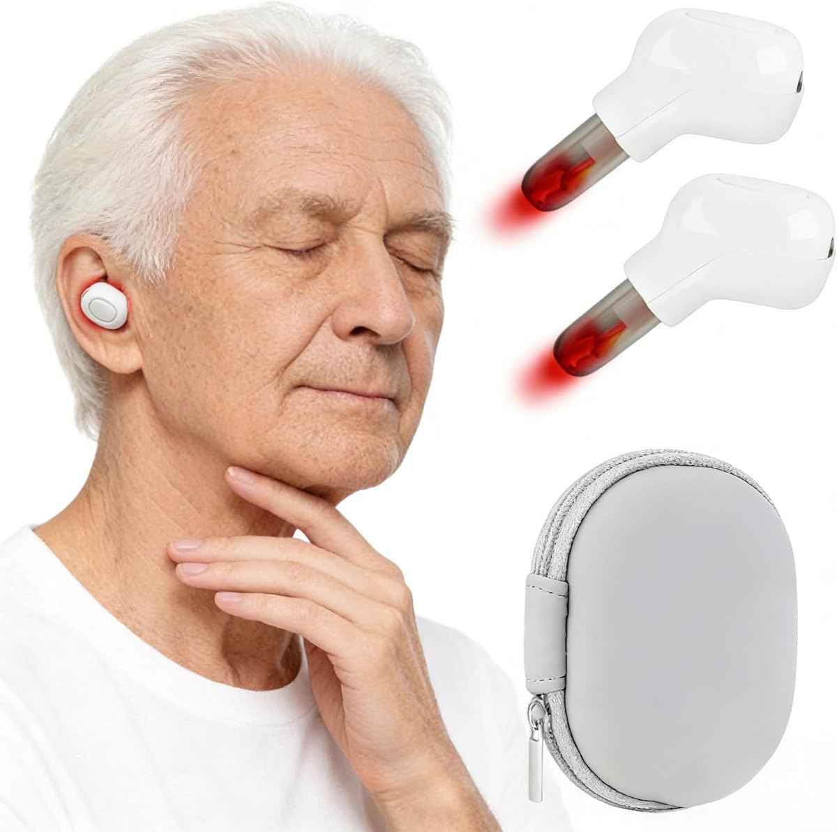 2026 Upgraded Red Light Device for Ears and Nose – 650nm LED Ear Wellness & Daily Comfort, Hands-Free Design, Lightweight & Portable for Home, Work & Travel (White)