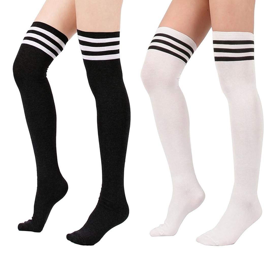 なんだ★ニーハイソックス★8本★セット★リブ★黒★白★茶★女★かわいい ハイソックス ニーハイ リブ ストレッチ 無地 靴下 レディース