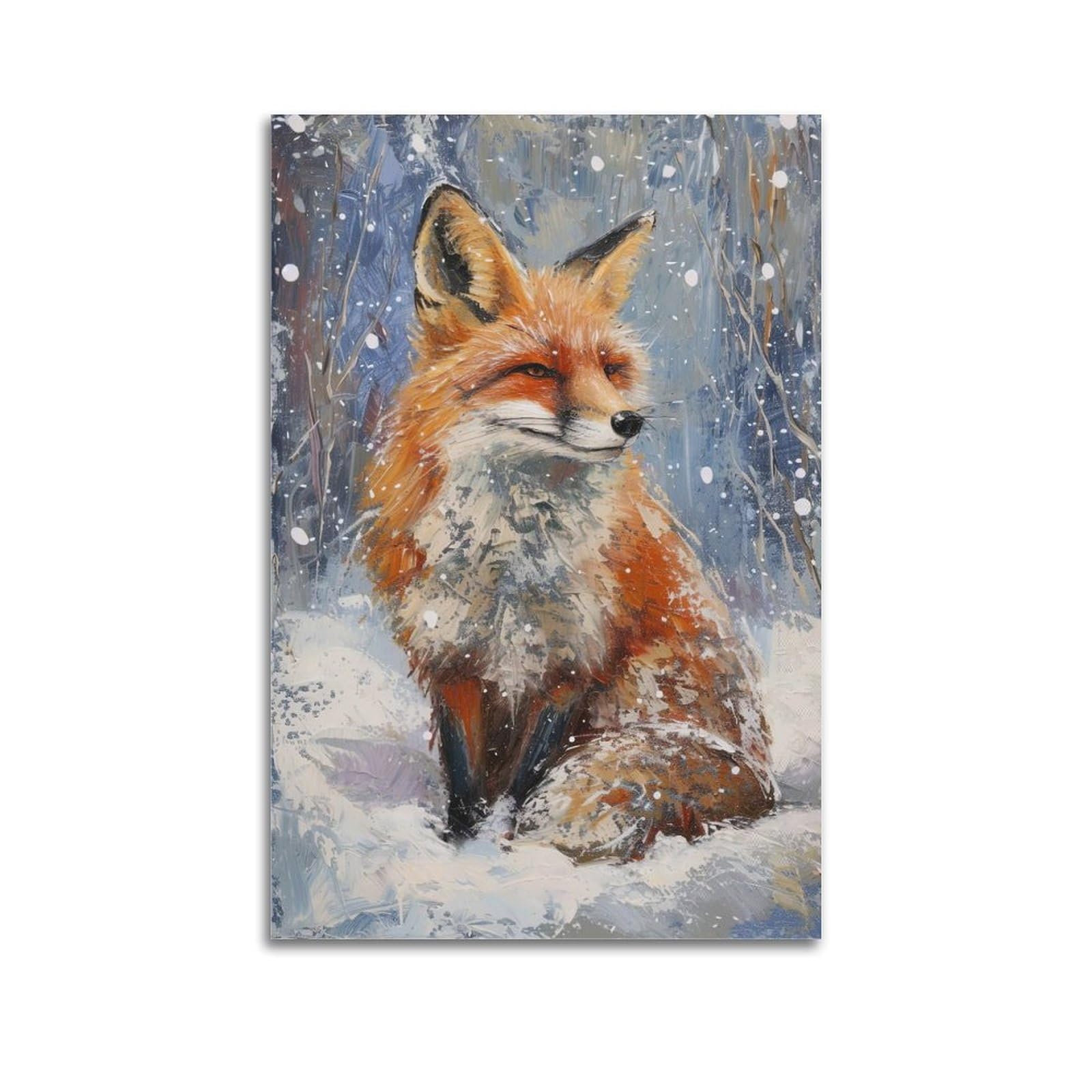 ZSZWHJ Animal Poster Fox in The Snowy Day Artwork Poster Decorative Painting Canvas Wall Posters And Art Picture Print Modern Family Bedroom Decor Posters 24x36inch(60x90cm)
