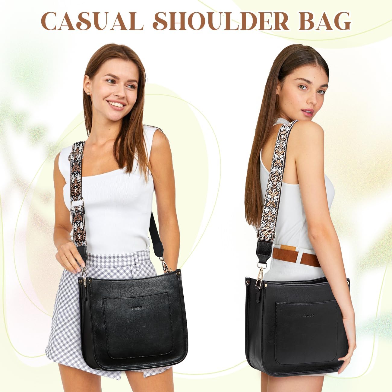 RAVUO Crossbody Bags for Women, Vegan Leather Shoulder Purse Fashion Hobo Handbags with 2 Adjustable Straps - Image 5