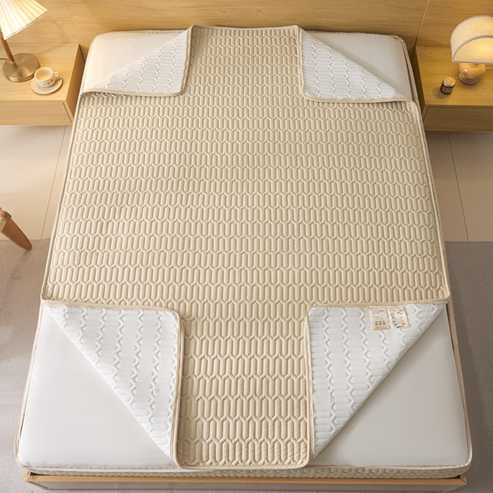 Funda de colchón acolchada personalizable de 160 x 190 cm con cremallera, se adapta a colchones de 5 a 40 cm de altura, protector perfecto para cubrecolchón, sábana suave, ideal para camas tamaño King