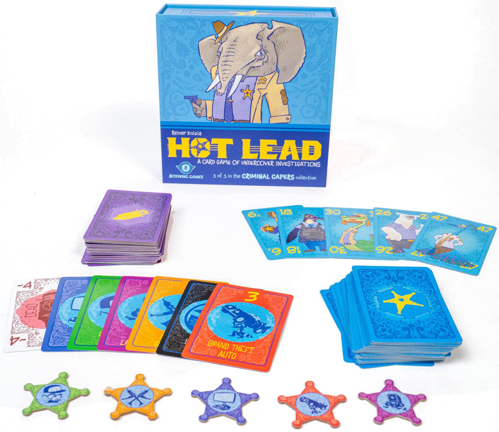 Hot Lead - English Language Strategic Card Game with Bidding - Press-Your-Luck and Crime Theme, Multicolor - Image 2