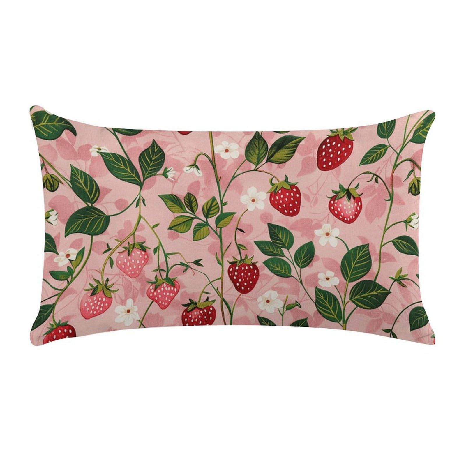 Peach Strawberry Print Pillow Cases for Sofa, Super Soft Plush Pillow Cover with Zipper, Luxury Cozy Pillow Shams for All Seasons, Lightweight Pillowcases for Bedroom, 12" X 20"