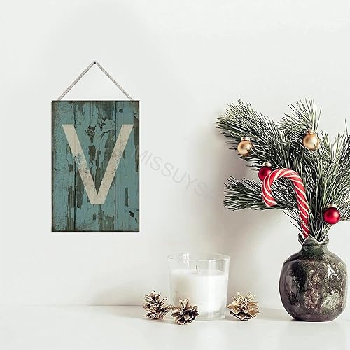 Vista 73 de Letrero colgante de madera con letra A, letrero de madera, decoración del hogar, 26 letras del alfabeto de metal, placa de madera, decoración