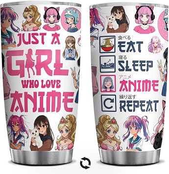 20 Oz Stainless Steel Anime Tumbler, Anime Cup For Women, Just A Girl Who Really Loves Anime Travel Tumbler - Birthday Gifts For Anime Lovers, Kawaii Gifts For Anime Lovers Women Girl Sister Friends