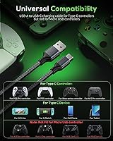 Vista 3 de MENEEA Cable de carga para controlador PS5PS5 Pro, para Xbox Series XS, para Nintendo Switch Paquete de 2 cables de repuesto USB C de 10 pies
