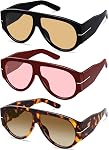 Oversized Retro Aviator Sunglasses for Women Men Trend 70s Thick Classic Vintage Style Sun Glasses