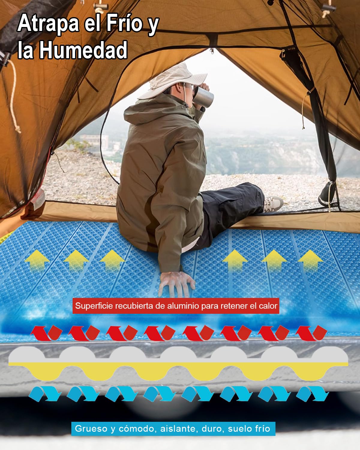 Esterilla aislante plegable de espuma, para exteriores, camping, ultraligera, 180 x 60 cm, para tienda de campaña, playa, para viajes, senderismo, montañismo