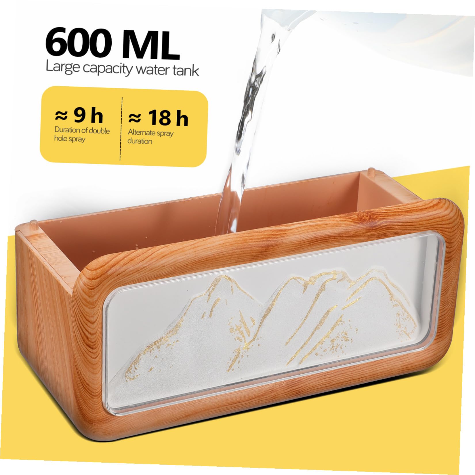 Humidificador Portátil y Capacidad de 600 Ml Tecnología de Doble Pulverización Diseño de Textura Madera y de para Habitación Adecuado para y Coche