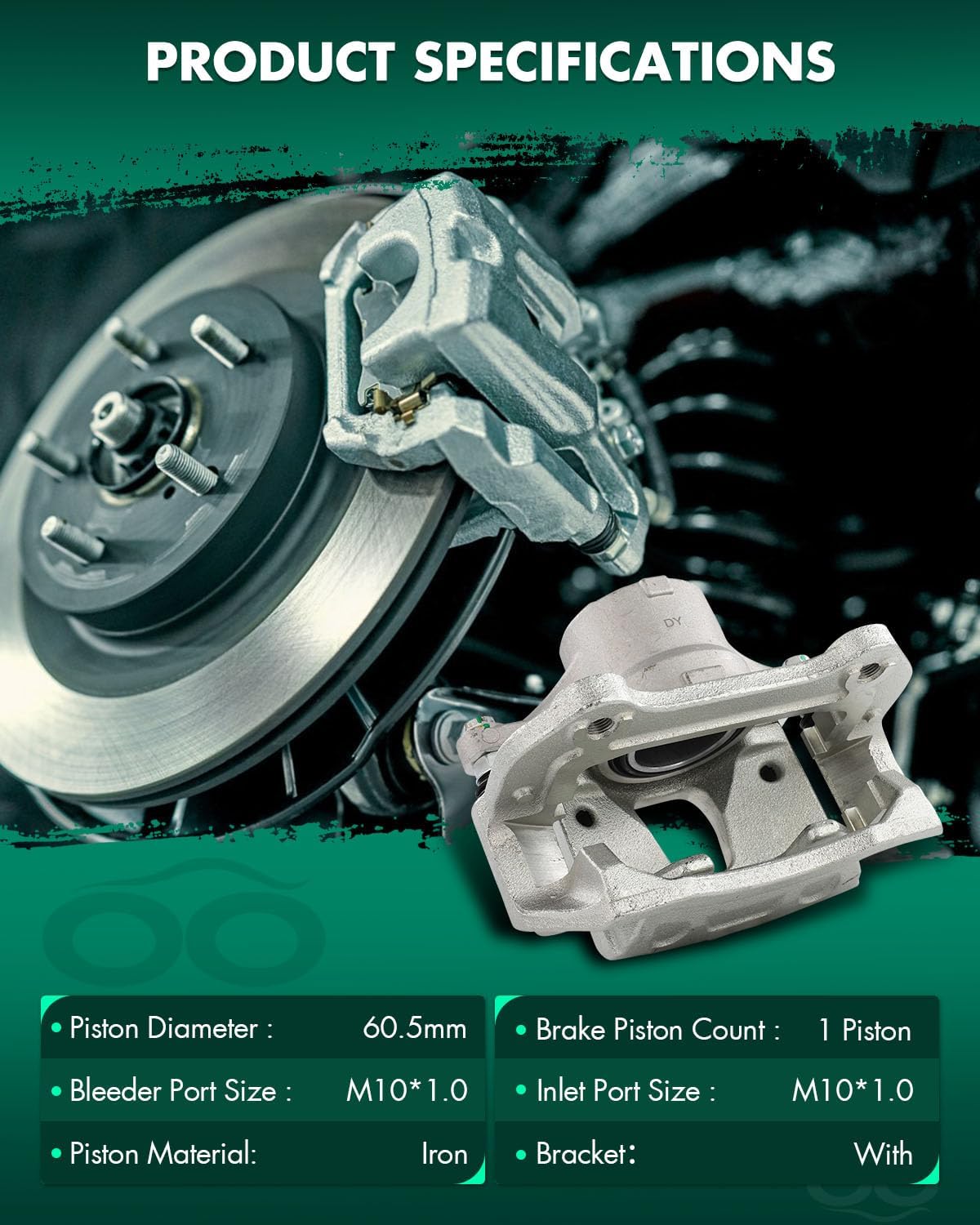 SCITOO 19B7325 Front Right Disc Brake Caliper w/Bracket For Hyundai For Kona Electric 2020-2021,For Hyundai For Sonata 2015-2019,For Kia For Niro EV 2020-2022,Single Piston