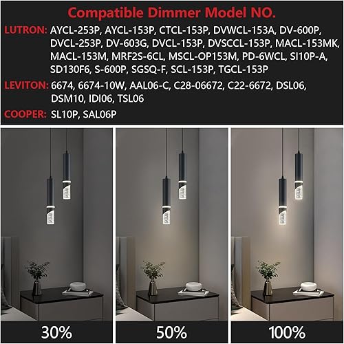 Miniatura 5 de Modernas luces colgantes LED regulables para isla de cocina, ideal para sala de estar, dormitorio, fregadero, 12 W, lámpara colgante de cristal LED