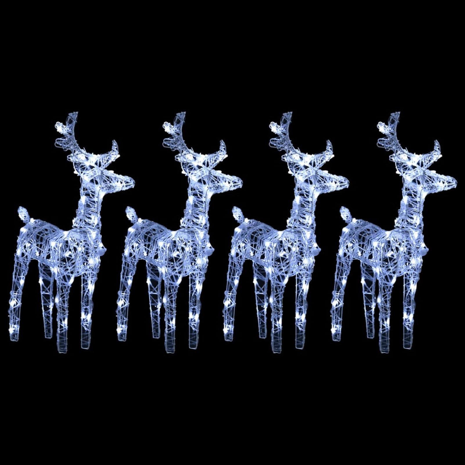 Renos de Navidad 4 Unidades 160blanco frío acrílico, Figuras LED, Decoracion Navidad Exterior, Figura Luz Navidad, Reno Luminoso Exterior, Navidad Exterior Figuras