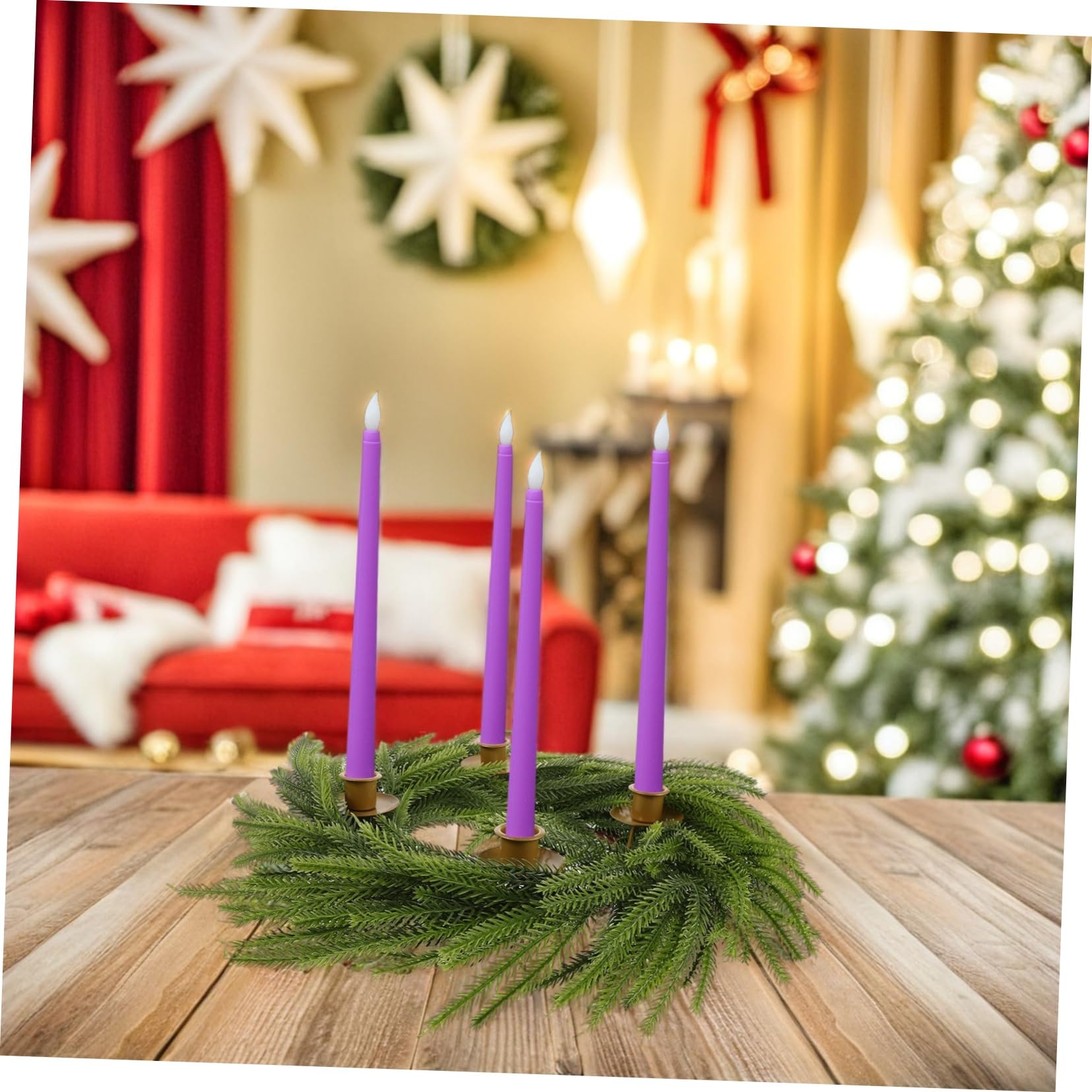 GALPADA Anillo de Velas Navideñas para Adviento Portavelas de Temporada y Decoración de Mesa de Temporada Anillo de Adviento