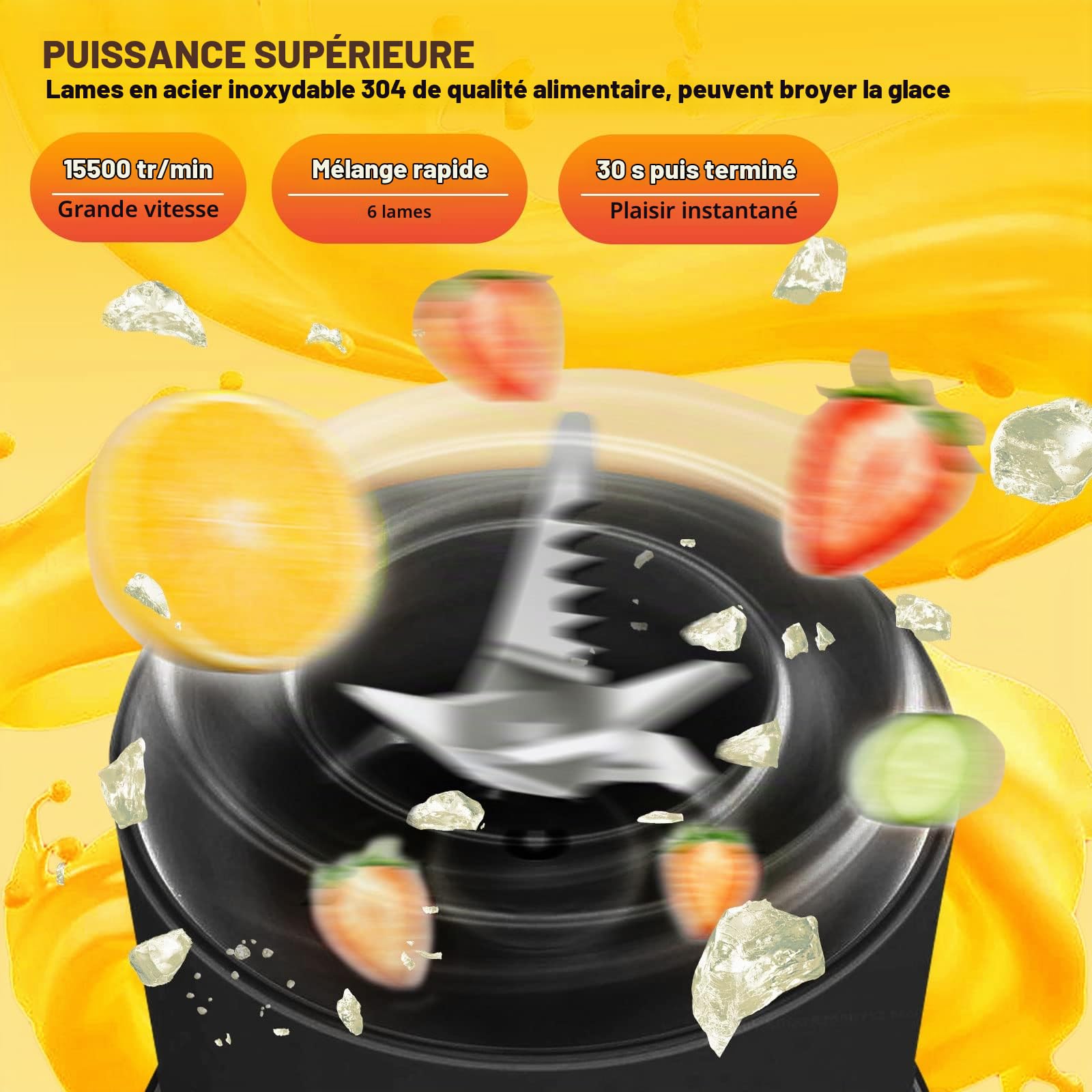 Smoothie Maker To Go Mixer, 500 ml, mixeur rechargeable portable, mixeur personnel multifonction avec 6 lames en acier inoxydable, bouteille de jus frais pour shakes, jus, smoothie, voyage