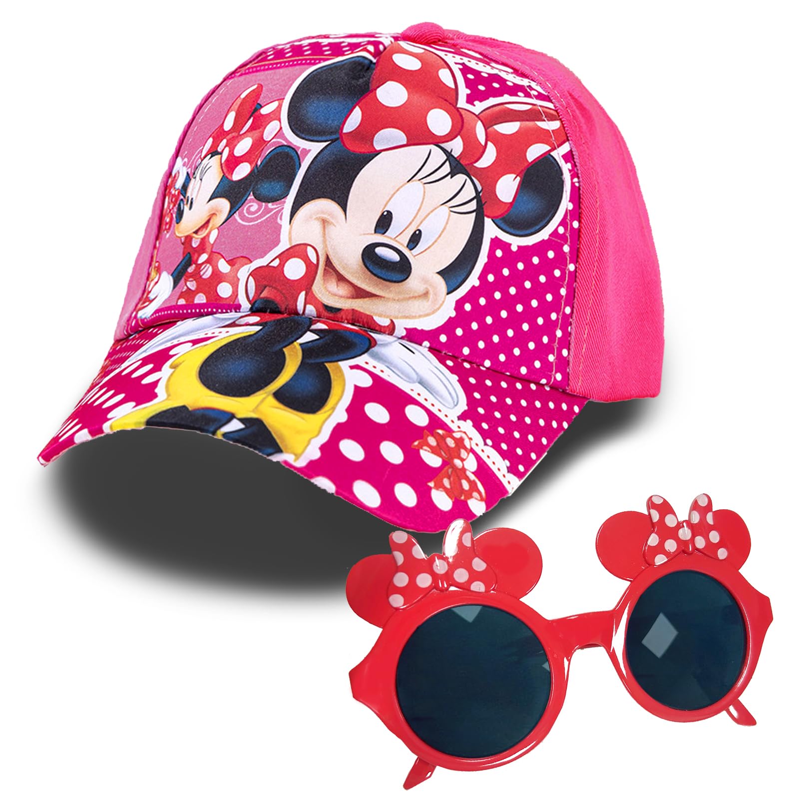 BJPERFMS Gorra Minnie, Gafas de Sol Minnie, Minnie Gorra Infantil Niñas, Minnie Gorra de Béisbol Infantil, Ajustable Gorra, Regalos para Niñas