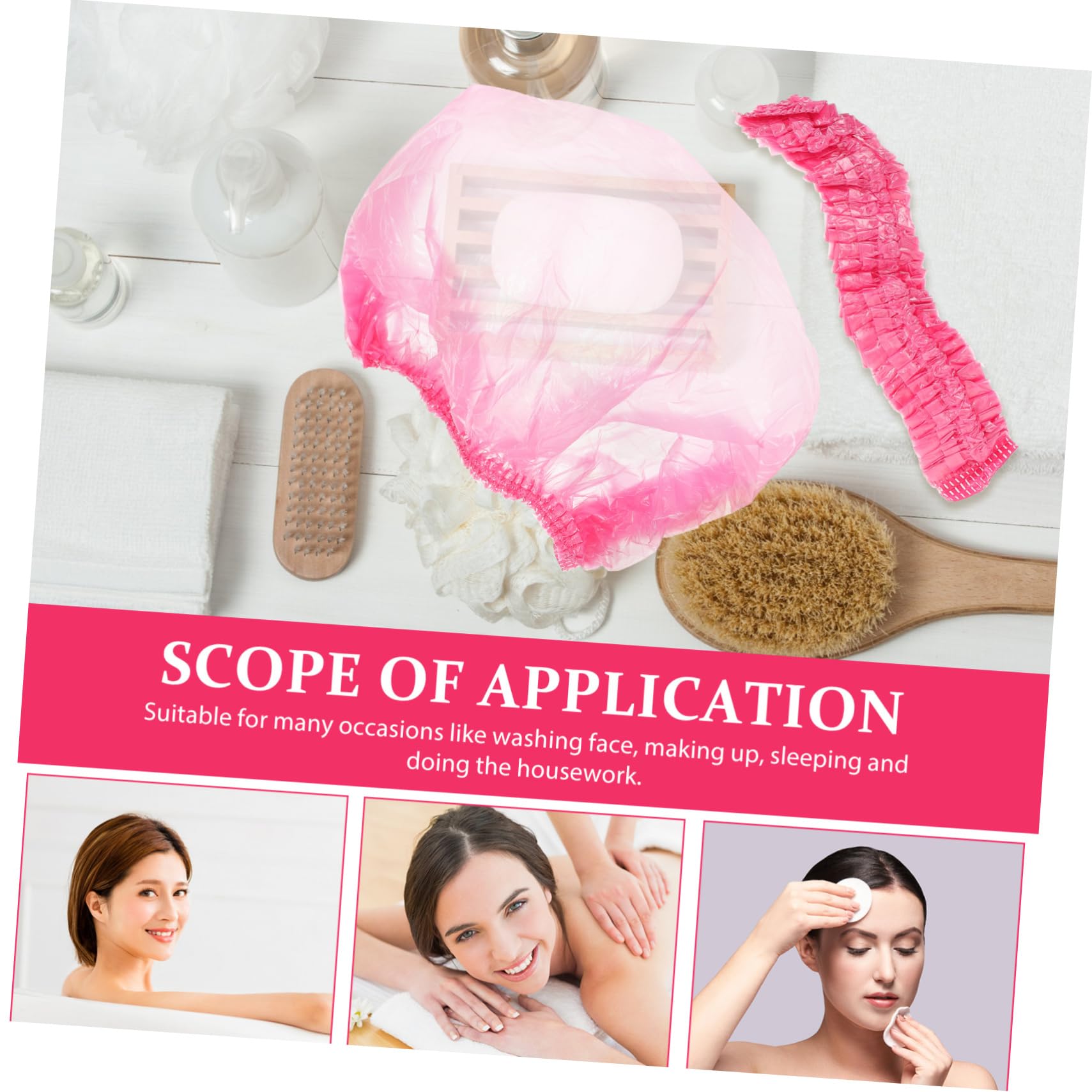 Bonnet de Bain pour Femmes 500 Pièces en Plastique Rose