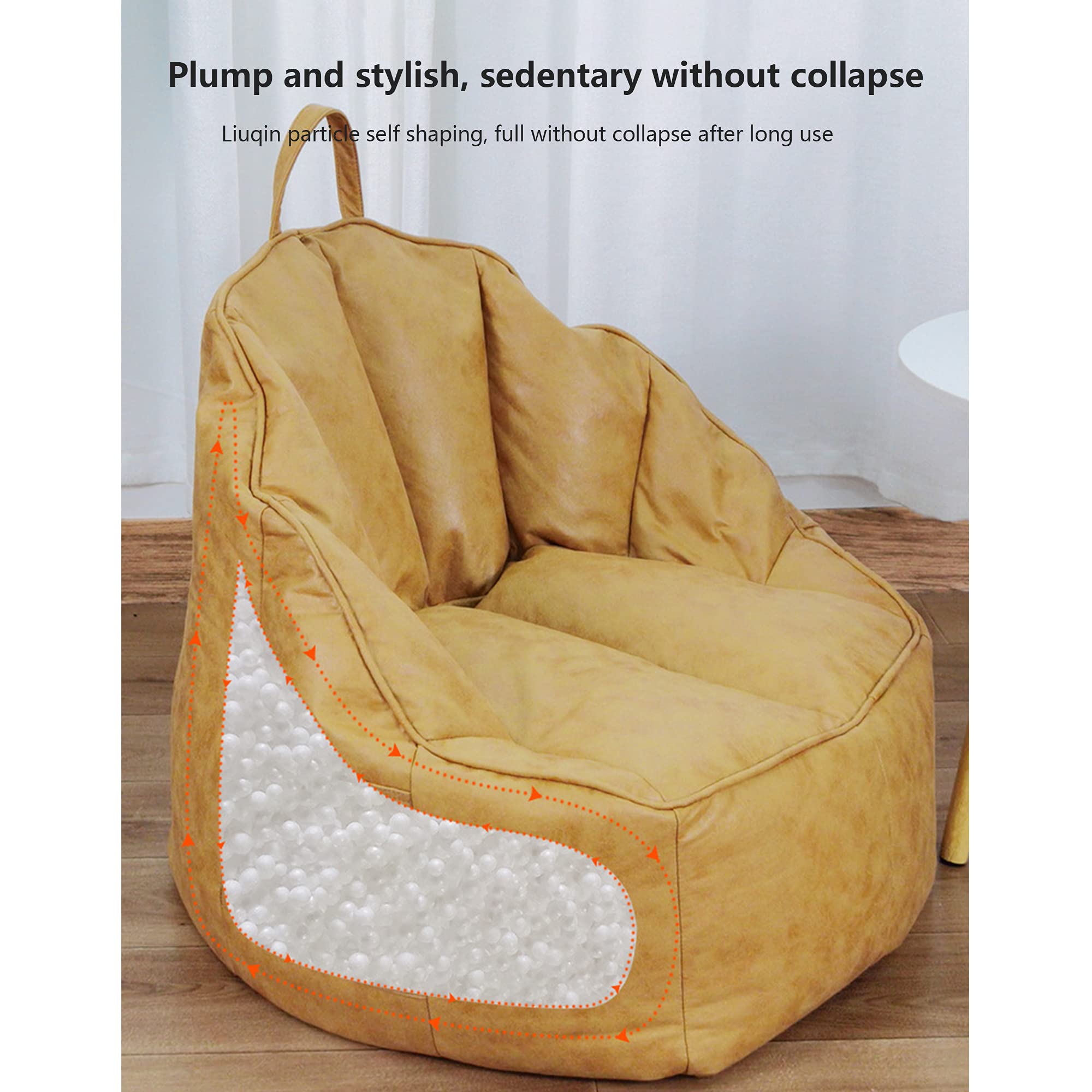 Fodera Morbida Per Pouf Gigante – Lino Per Adulti E Bambini – Ideale Come Cuscino Da Pavimento O Letto Comodo (Giallo, Taglia L 150x120 Cm)