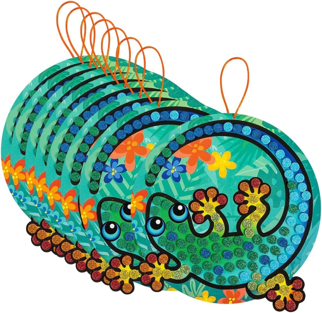 Fun Express Gecko Glitter Mosaic Sign Craft Kit - Makes 12