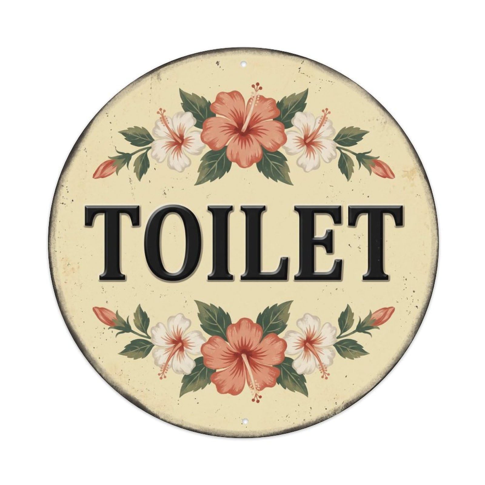 Okahys 8X8inch(20X20cm) Toilet(Wc) Signage Hibiscus Vintage Metal Tin Sign