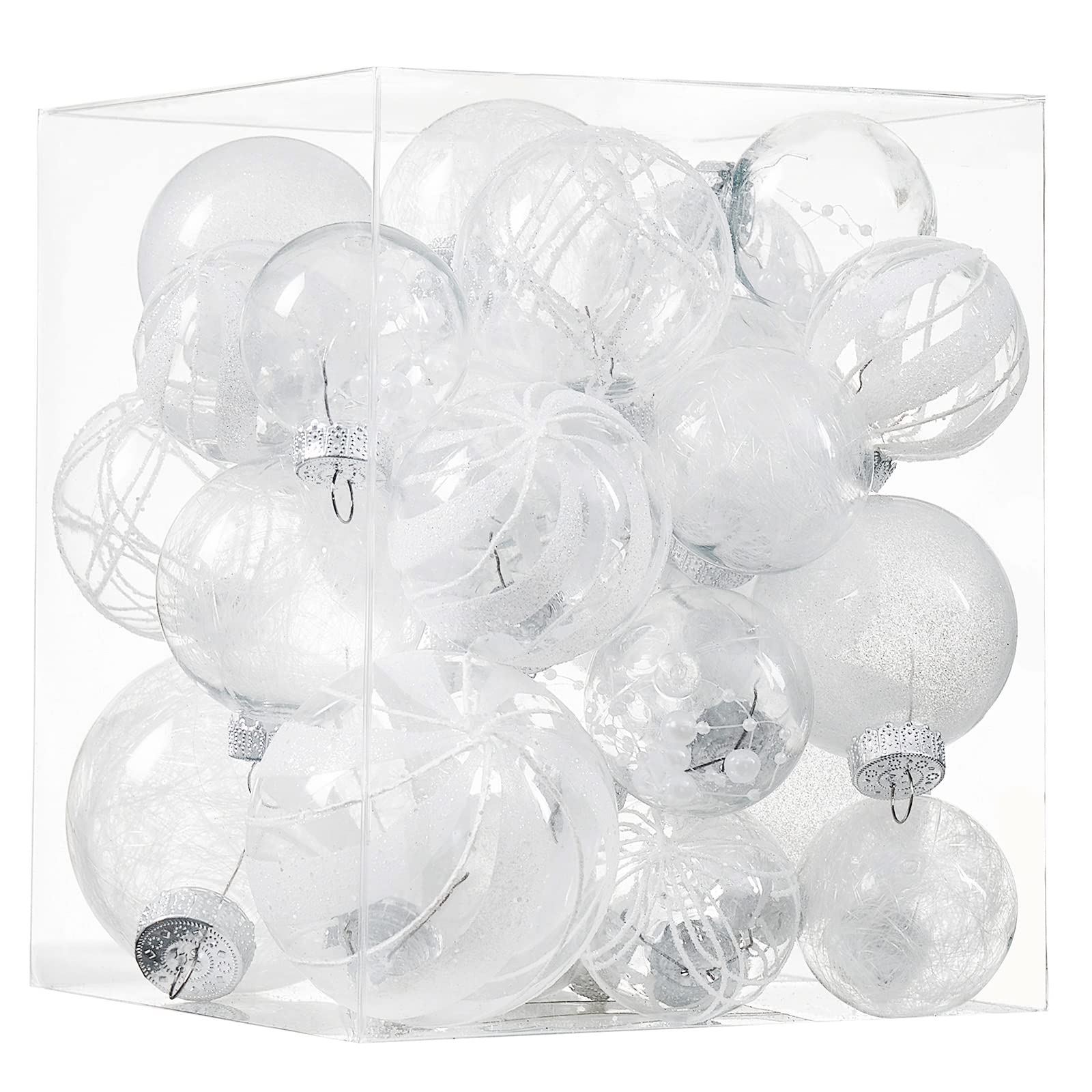 24 Pcs Clear Christmas Ball Ornaments - Fillable DIY Baubles For Tree Decor (2.36 Inch)